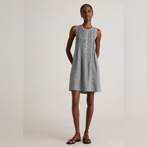 Quince 100% European Linen Sleeveless Swing Dress in mini Gingham Sz S